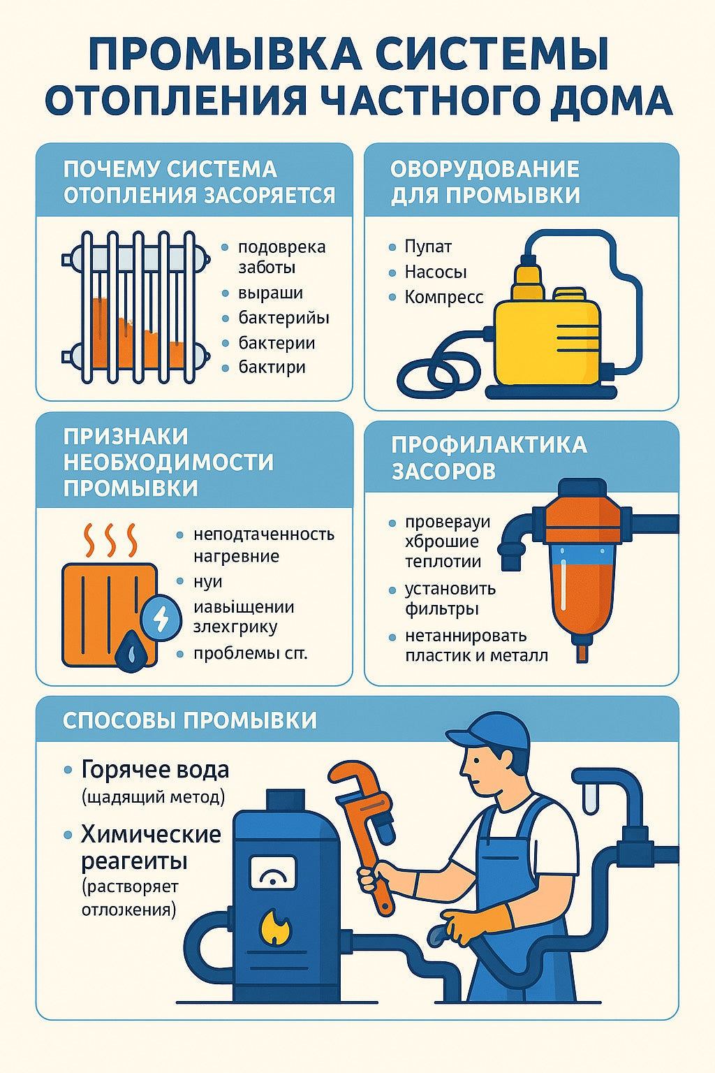 Промывка системы отопления частного дома