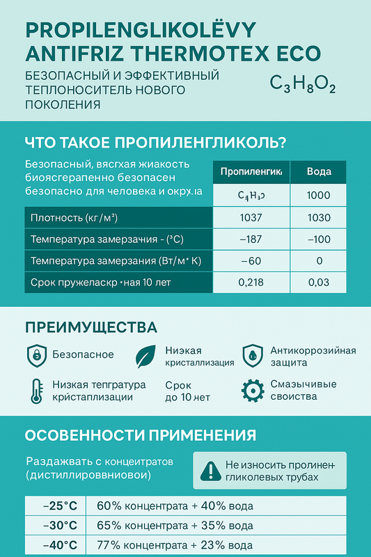 Пропиленгликолевый антифриз Thermotex Eco: безопасный и эффективный теплоноситель нового поколения