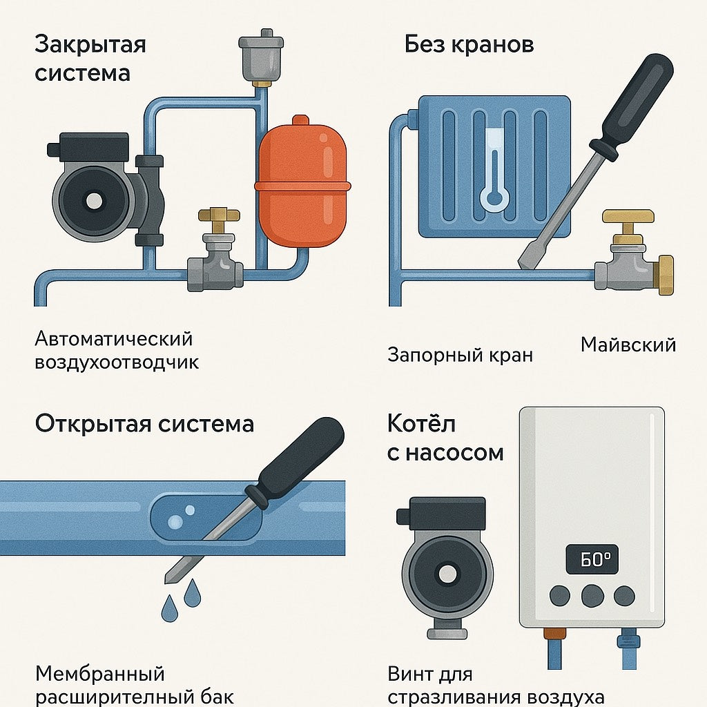 Как правильно выгнать воздух из системы отопления с насосом